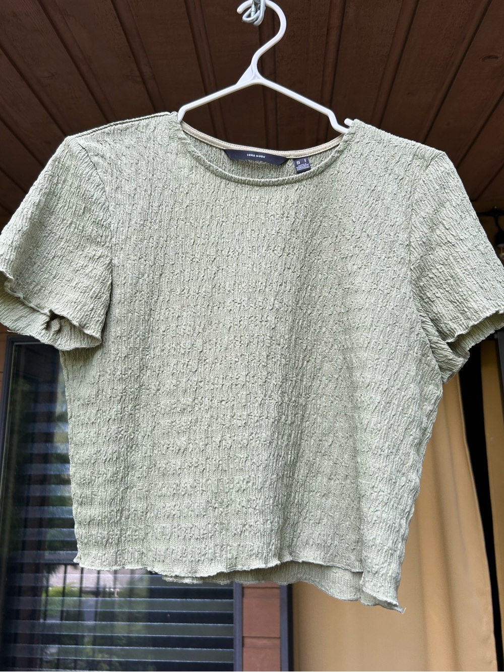 Vero Moda Light Sage Green Textured Short-Sleeve Top